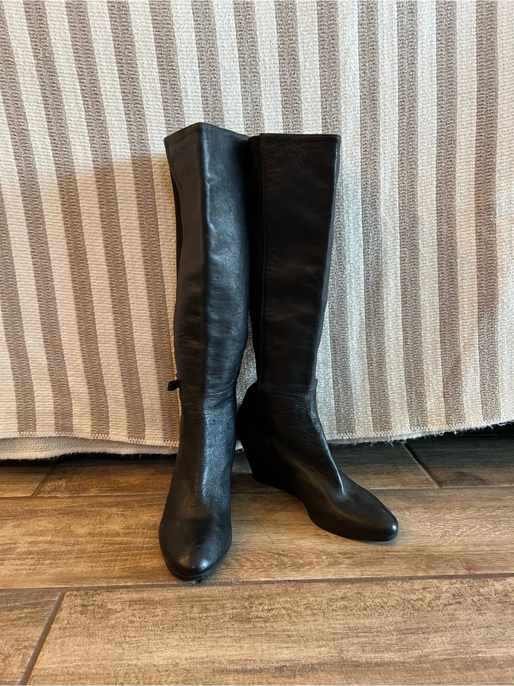 Kate Spade Black Knee-High Wedge Boots